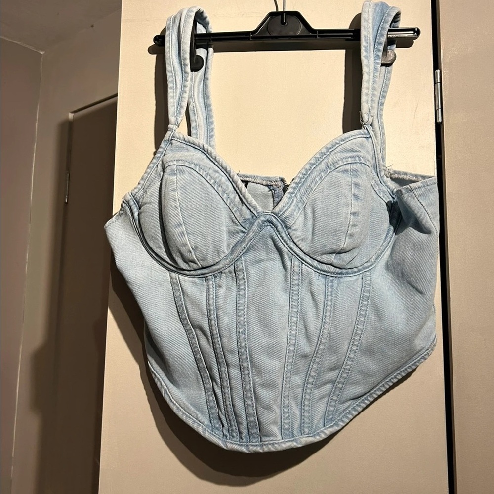 PrettyLittleThing Denim Bustier Top